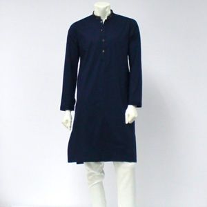 Men's Navy Blue & Gold Slim Fit Kurta w/ Pants